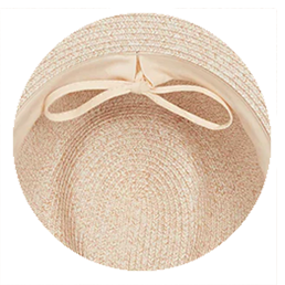 hat with adjustable drawstring tied into a bow