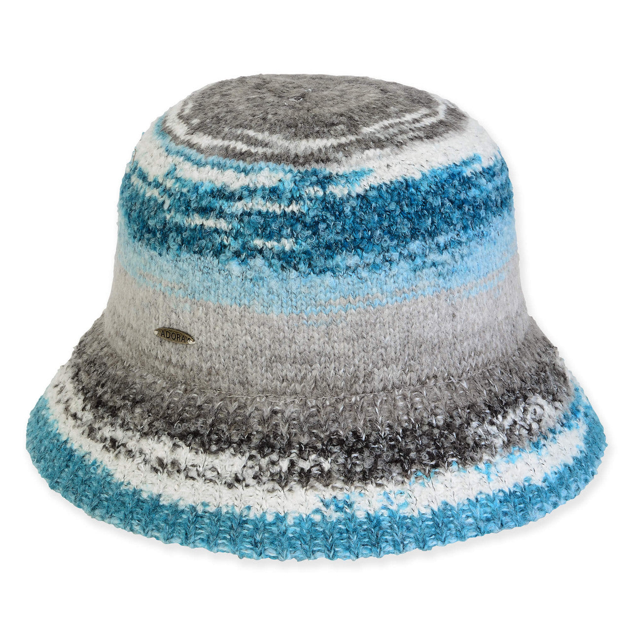 Adora® Hats - Color Block Knit Bucket Hat Cloche Adora Hats AD1641A Turquoise M/L (58 cm) 