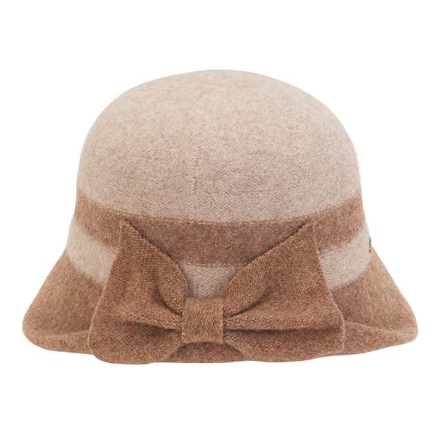 Adora® Wool Hat - Two Tone Soft Wool Cloche with Bow Cloche Adora Hats