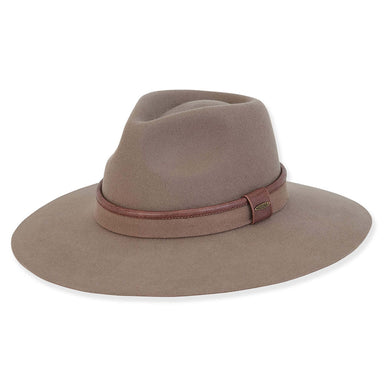 Adora® Wool Hat - Wide Raw Edge Brim Wool Felt Safari Hat Safari Hat Adora Hats AD1391B Tan OS (57 cm) 