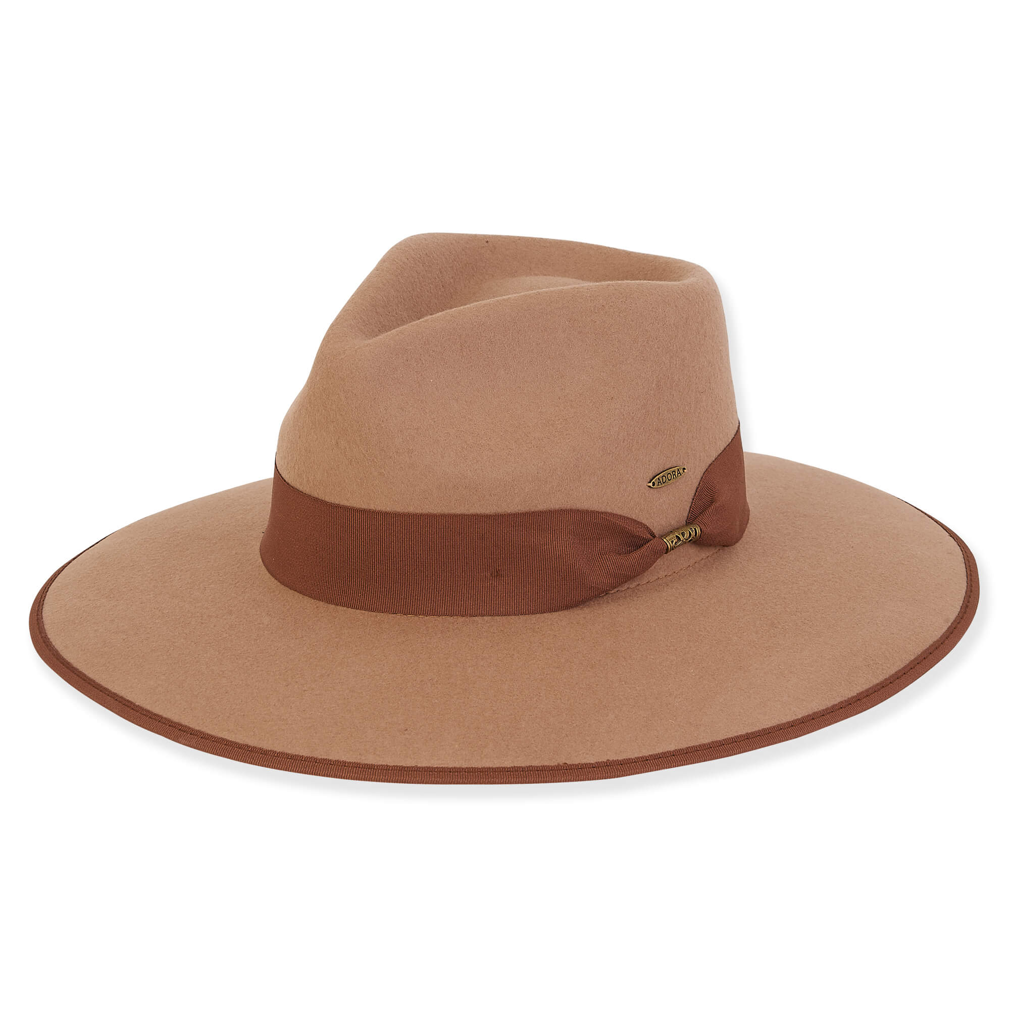 Adora® Wool Hat - Wide Brim Wool Felt Safari Hat Safari Hat Adora Hats AD1509A Tan Large (59 cm)