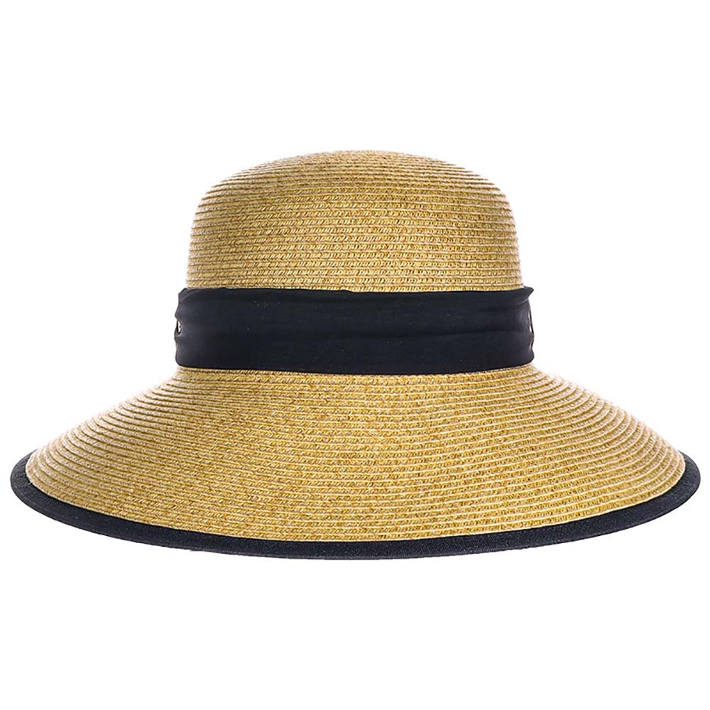 Backless Straw Hat with Chiffon Bow - Scala Hats Facesaver Hat Scala Hats    