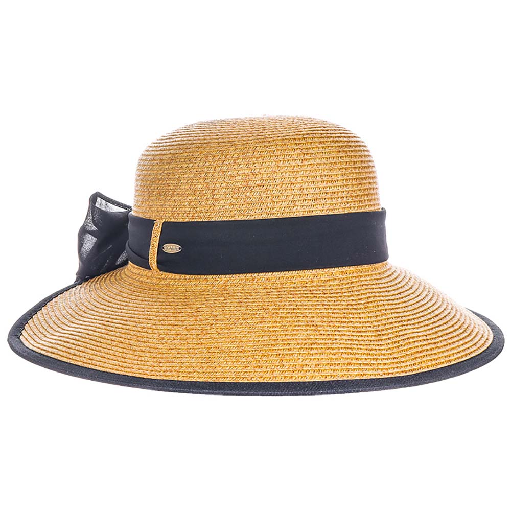 Backless Straw Hat with Chiffon Bow Scala Hats — SetarTrading Hats
