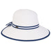 Backless White Sun Hat with Striped Bow - Sun 'N' Sand Hat Facesaver Hat Sun N Sand Hats HH2842A White / Navy OS (57 cm) 