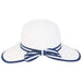 Backless White Sun Hat with Striped Bow - Sun 'N' Sand Hat Facesaver Hat Sun N Sand Hats    