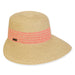 Backless Wide Bill Sun Savor with Embroidered Band - Sun 'N' Sand Hats Facesaver Hat Sun N Sand Hats HH3242A Coral OS (57 cm)