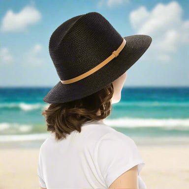 Belted Fine Braid Summer Fedora Hat - Boardwalk Style Safari Hat Boardwalk Style Hats