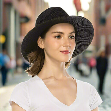 Belted Fine Braid Summer Fedora Hat - Boardwalk Style Safari Hat Boardwalk Style Hats    