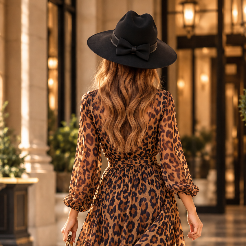 Black Wool Felt Safari Hat with Bow Accent - Adora® Wool Hat