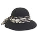 Black Wool Felt Women's Hat with Zebra Pattern Tie - Adora® Hats Cloche Adora Hats AD1093 B Black