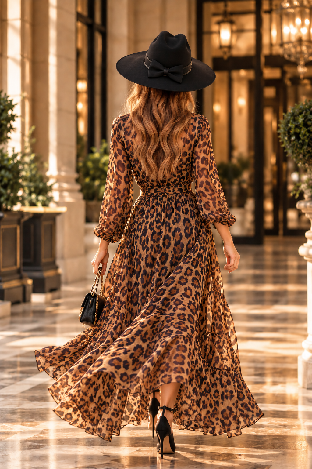 Black Wool Felt Safari Hat with Bow Accent - Adora® Wool Hat