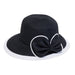 Black and White Sun Hat with Large Straw Bow - DNMC Hats Facesaver Hat Boardwalk Style Hats DA761-BK Black Medium (57 cm)