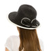 Black and White Sun Hat with Large Straw Bow - DNMC Hats Facesaver Hat Boardwalk Style Hats
