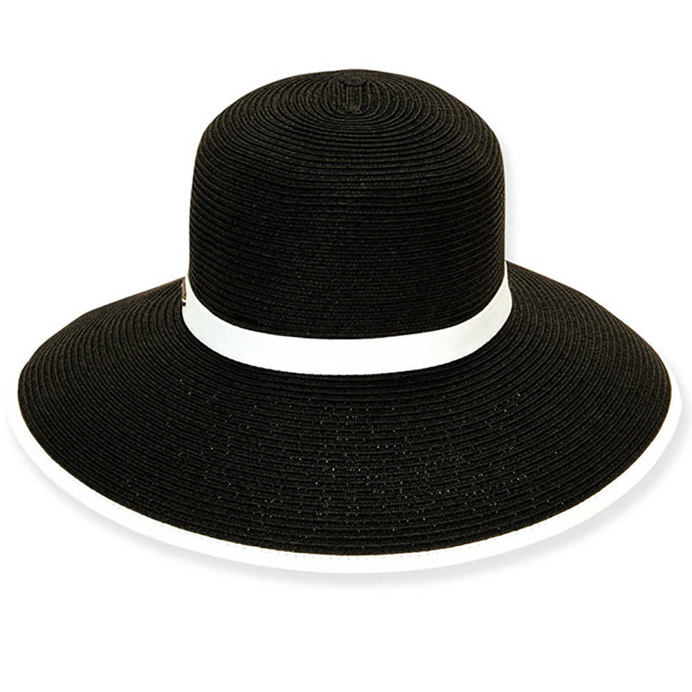 Black and White Backless Facesaver Hat - Sun 'N' Sand Hat Facesaver Hat Sun N Sand Hats HH1360B Black OS (57 cm) 