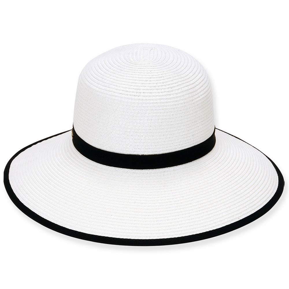 Black and White Backless Facesaver Hat - Sun 'N' Sand Hat Facesaver Hat Sun N Sand Hats HH1360C White OS (57 cm) 