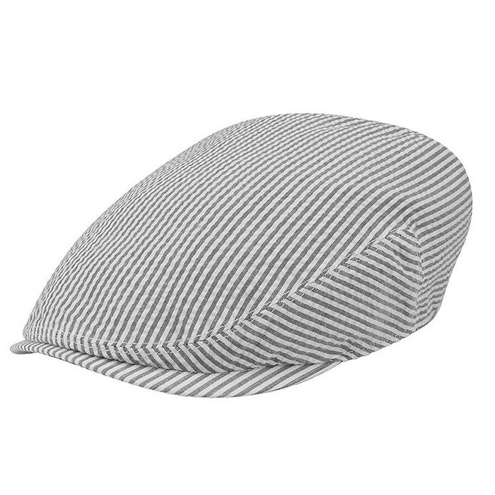 Black and White Seersucker Ivy Cap - Mega Cap