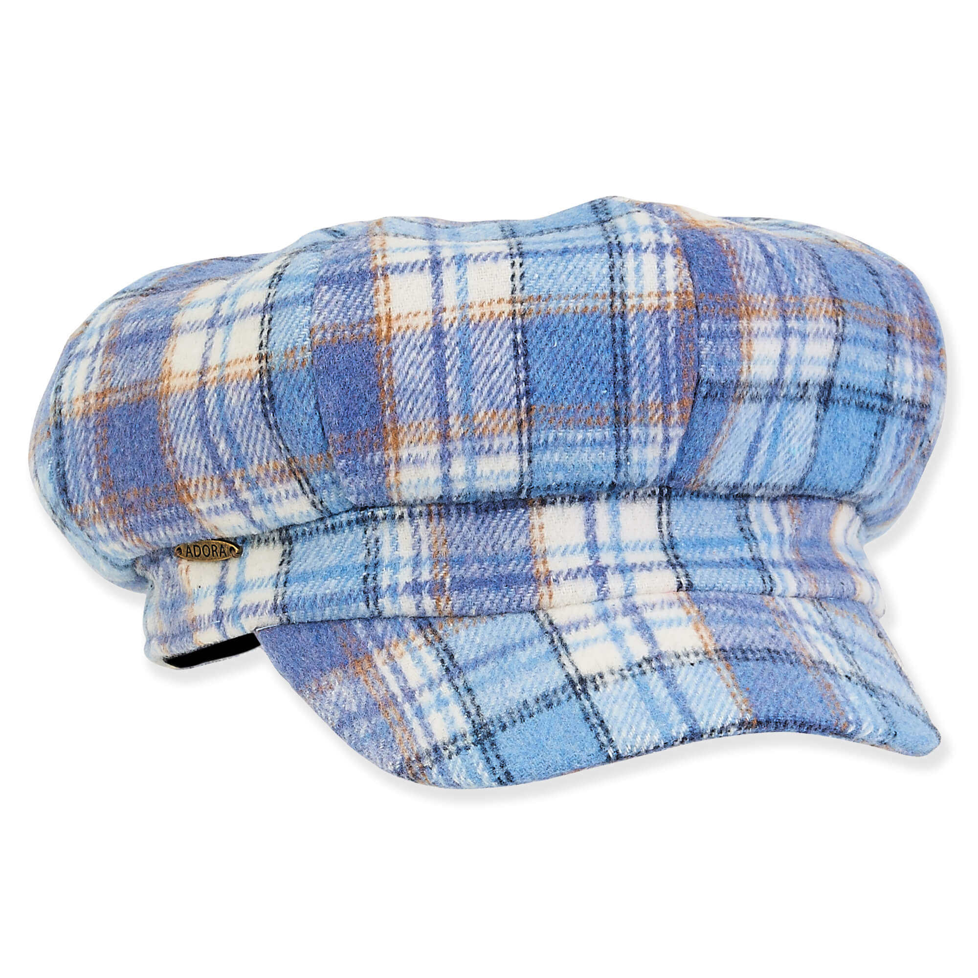 Blue Plaid Flannel Newsboy Cap - Adora® Hats