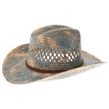 Blue Stain Seagrass Cowboy Hat - Boardwalk Hats Cowboy Hat Boardwalk Style Hats DA1305-BLU Blue Large (59 cm)