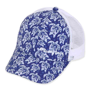 Blue Turtle Trucker's Cap for Small Heads - Sunny Dayz Petite Hats Cap Sun N Sand Hats HK497 Blue XS / S (52-54 cm) 