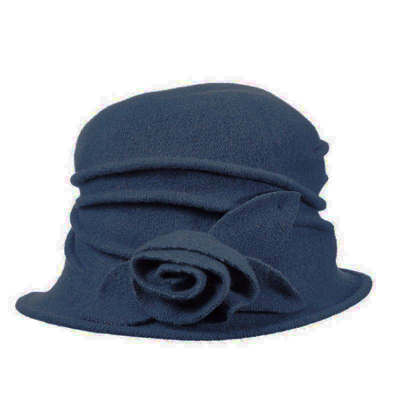 Boiled Wool Beanie with Rosette - Scala Hat Beanie Scala Hats LW616-DENIM Denim OS