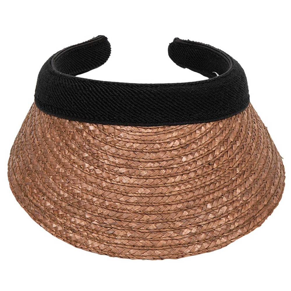 Braided Wheat Straw Clip-On Sun Visor - Karen Keith Hats Visor Cap Great hats by Karen Keith V88B Light Brown  