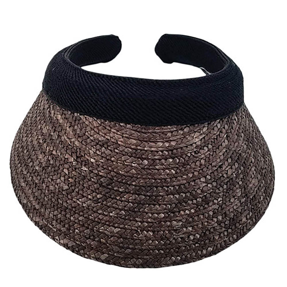 Braided Wheat Straw Clip-On Sun Visor - Karen Keith Hats Visor Cap Great hats by Karen Keith V88A Dark Brown  