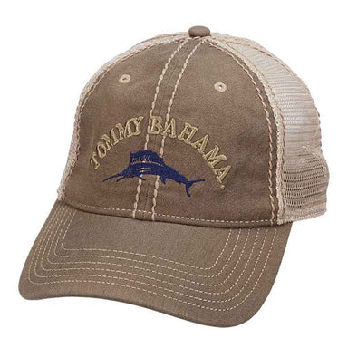 Men's TOMMY BAHAMA Blue Baseball Trucker Cap/ Hat (TIP MY CAP) Swordfish/  Marlin