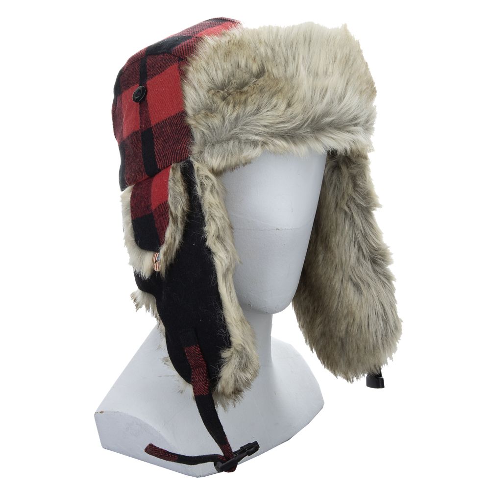 Buffalo Plaid USA Trooper with Faux Fur Lined Earflap - Dorfman Outdoor Hats