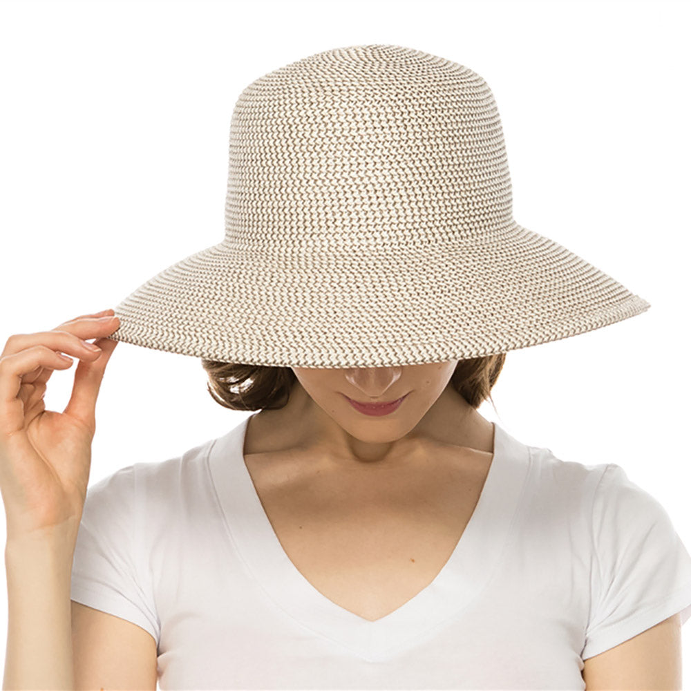 Butterfly Split Brim Sun Hat with Straw Bow - Boardwalk Style Wide Brim Hat Boardwalk Style Hats    