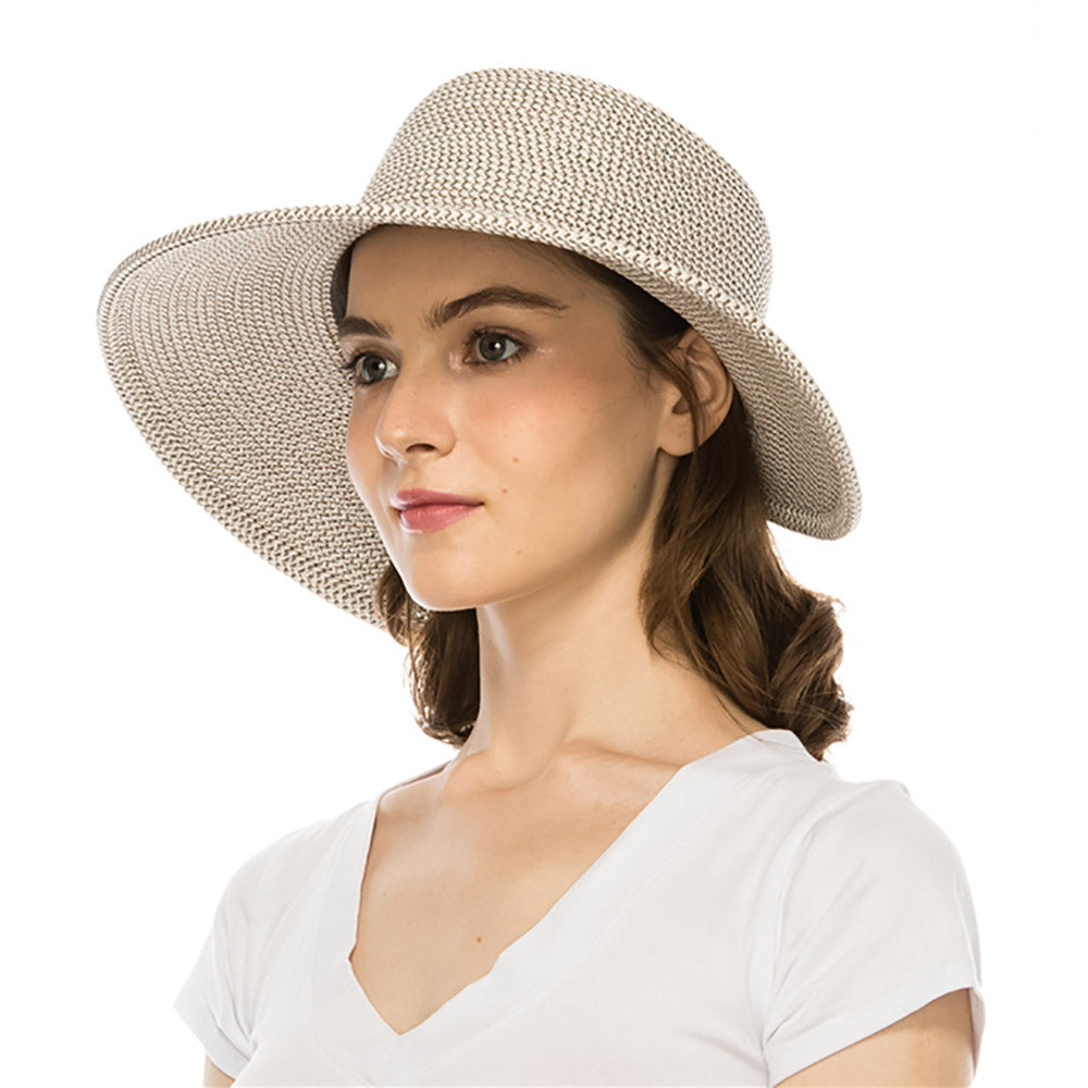 Butterfly Split Brim Sun Hat with Straw Bow - Boardwalk Style Wide Brim Hat Boardwalk Style Hats    
