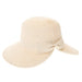 Butterfly Split Brim Sun Hat with Straw Bow - Boardwalk Style Wide Brim Hat Boardwalk Style Hats DA1310-WHT White Tweed Medium (57.5 cm) 
