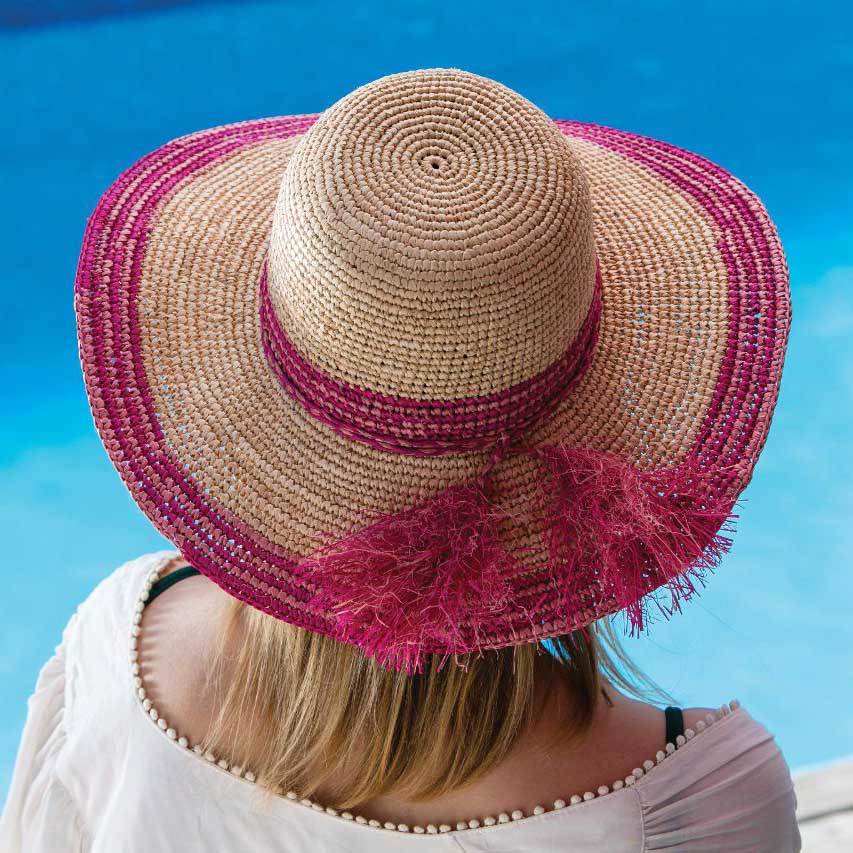 Crocheted Raffia Wide Brim Sun Hat - Callanan Hats