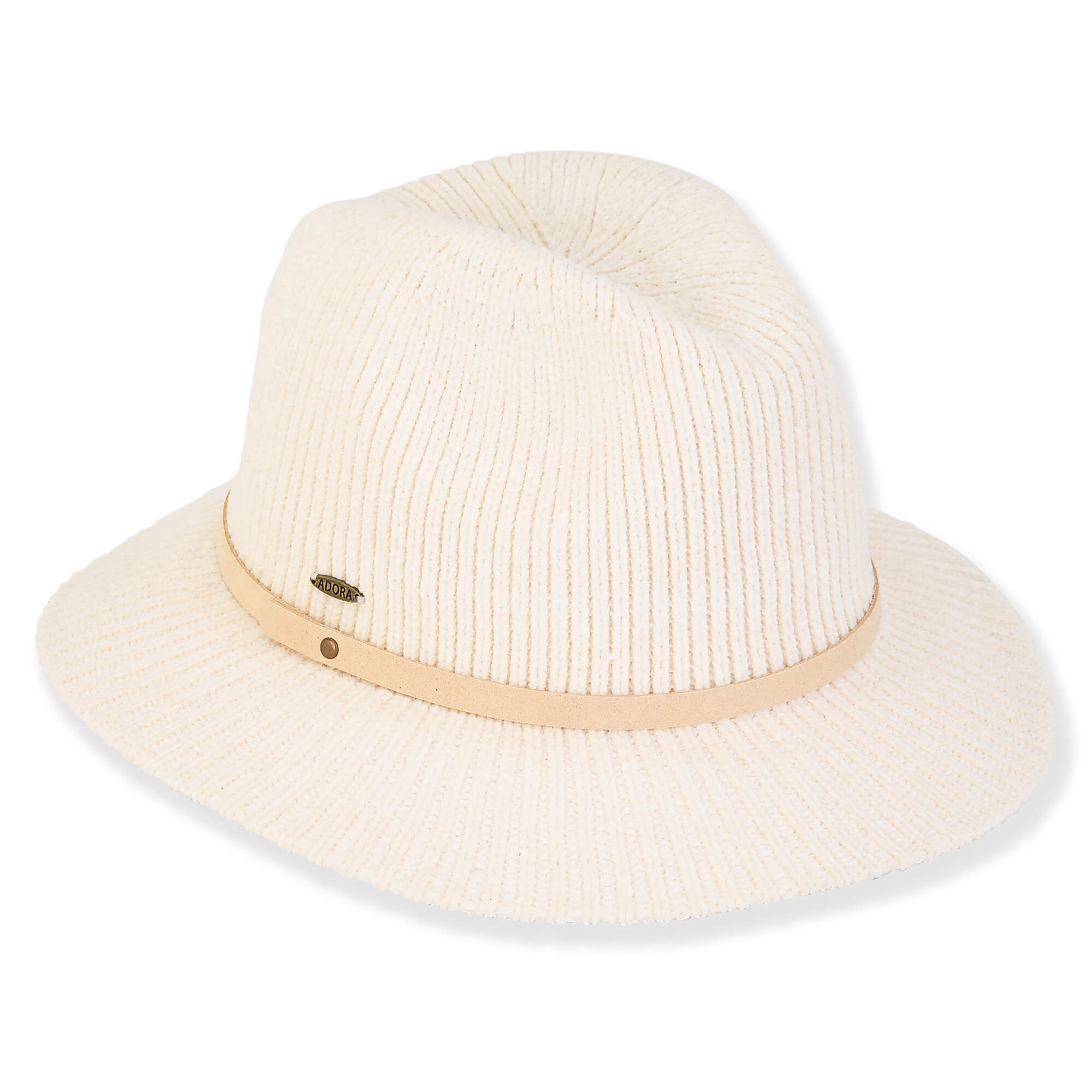 Cable Knit Winter White Chenille Fedora Hat - Adora® Hats