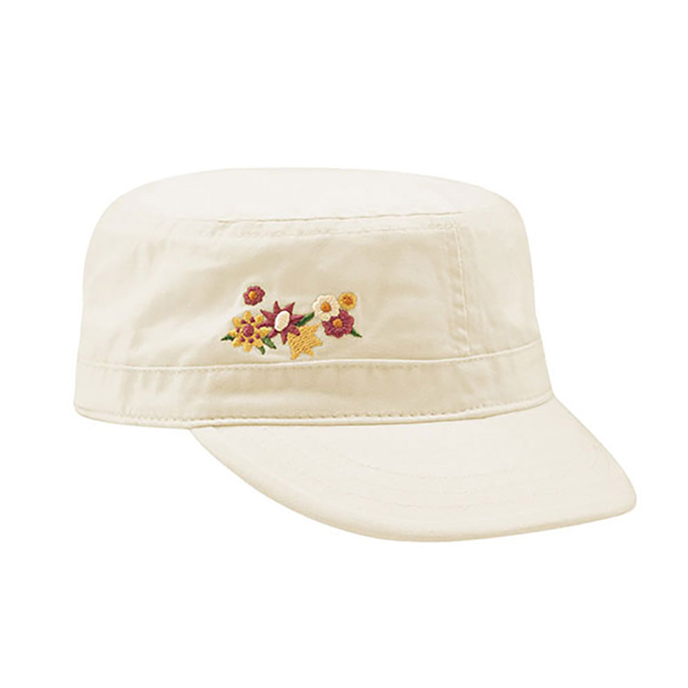 Cadet Cap with Floral Embroidery for Small Heads - MCI Hats Cap MegaCI 9048Y-NAT Natural 54 cm