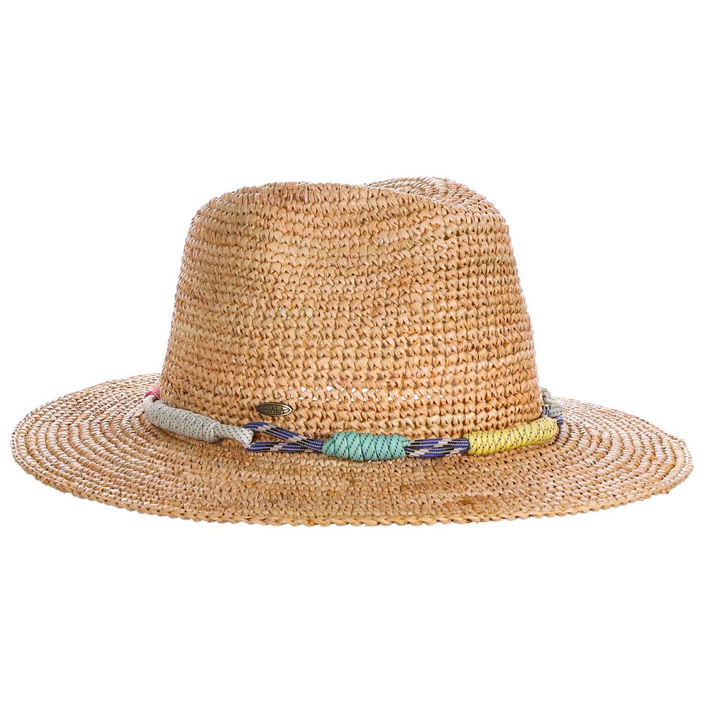 Calla Crocheted Raffia Safari Hat with Colorful Band - Scala Hats Safari Hat Scala Hats