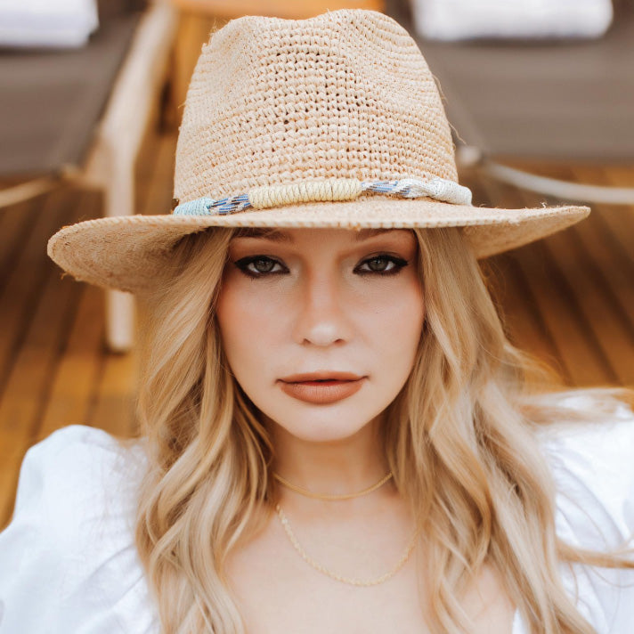 Calla Crocheted Raffia Safari Hat with Colorful Band - Scala Hats Safari Hat Scala Hats