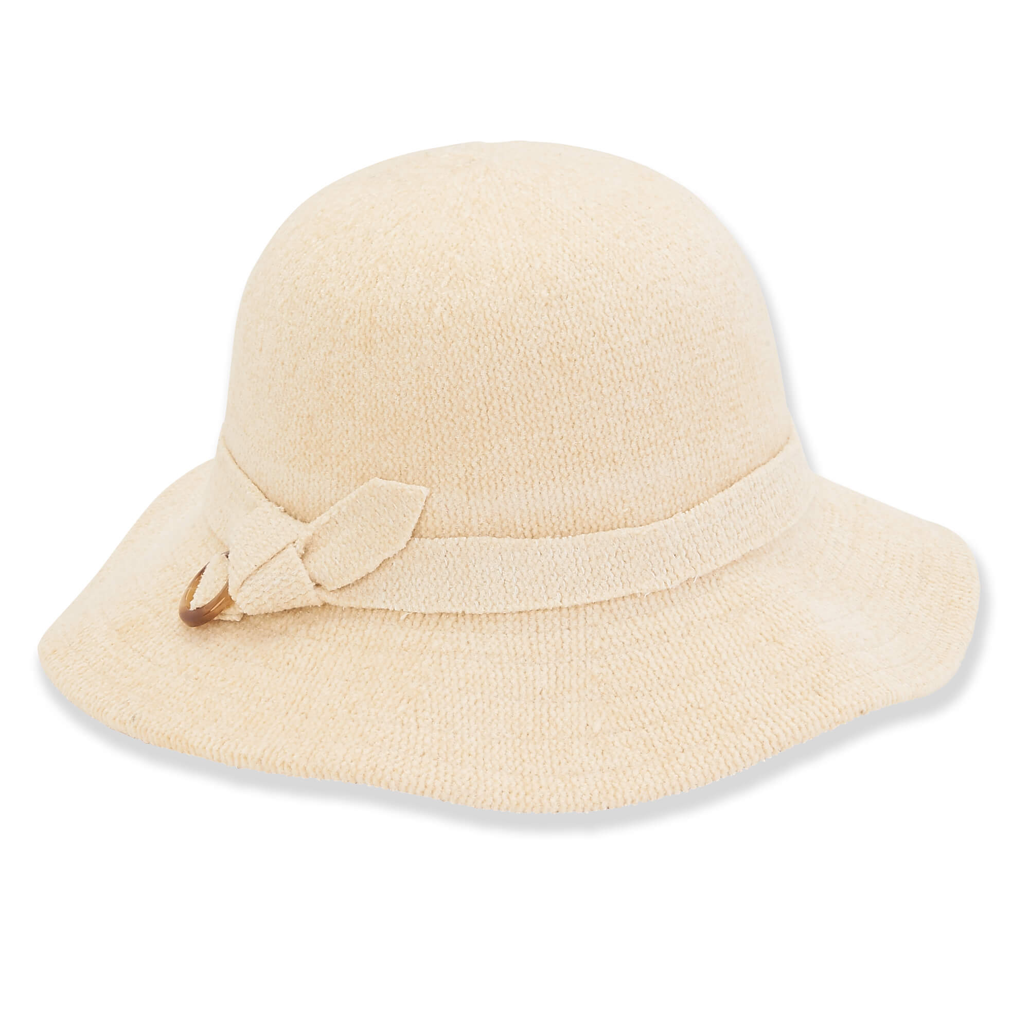 Chenille Knit Cloche Hat with Belt Accent - Adora Wool Hat®