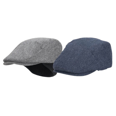 Chevron Pattern Wool-Blend Flat Cap - Dorfman Hats Flat Cap Dorfman Hat Co. MW343-GREY2 Grey Medium
