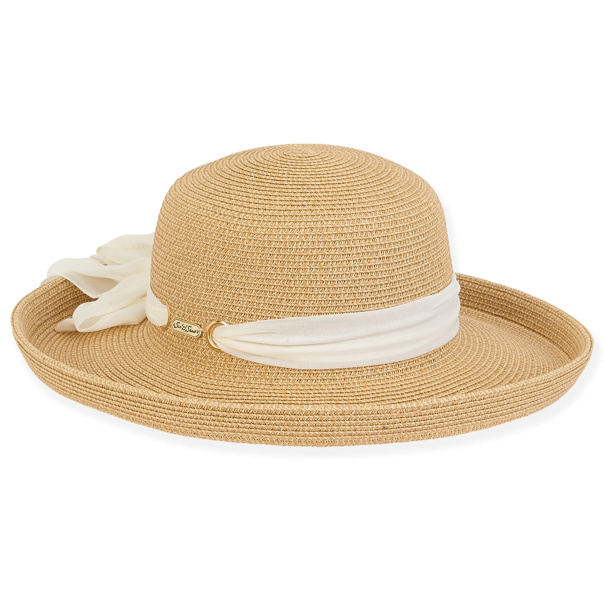 Coast Up Brim Sun Hat with Chiffon Scarf - Sun 'N' Sand Hats