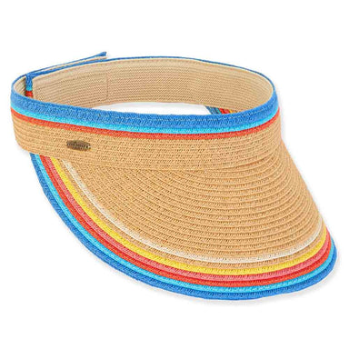 Colorful Striped Sun Visor - Caribbean Joe Hats Visor Cap Caribbean Joe HCJ399 Tan  