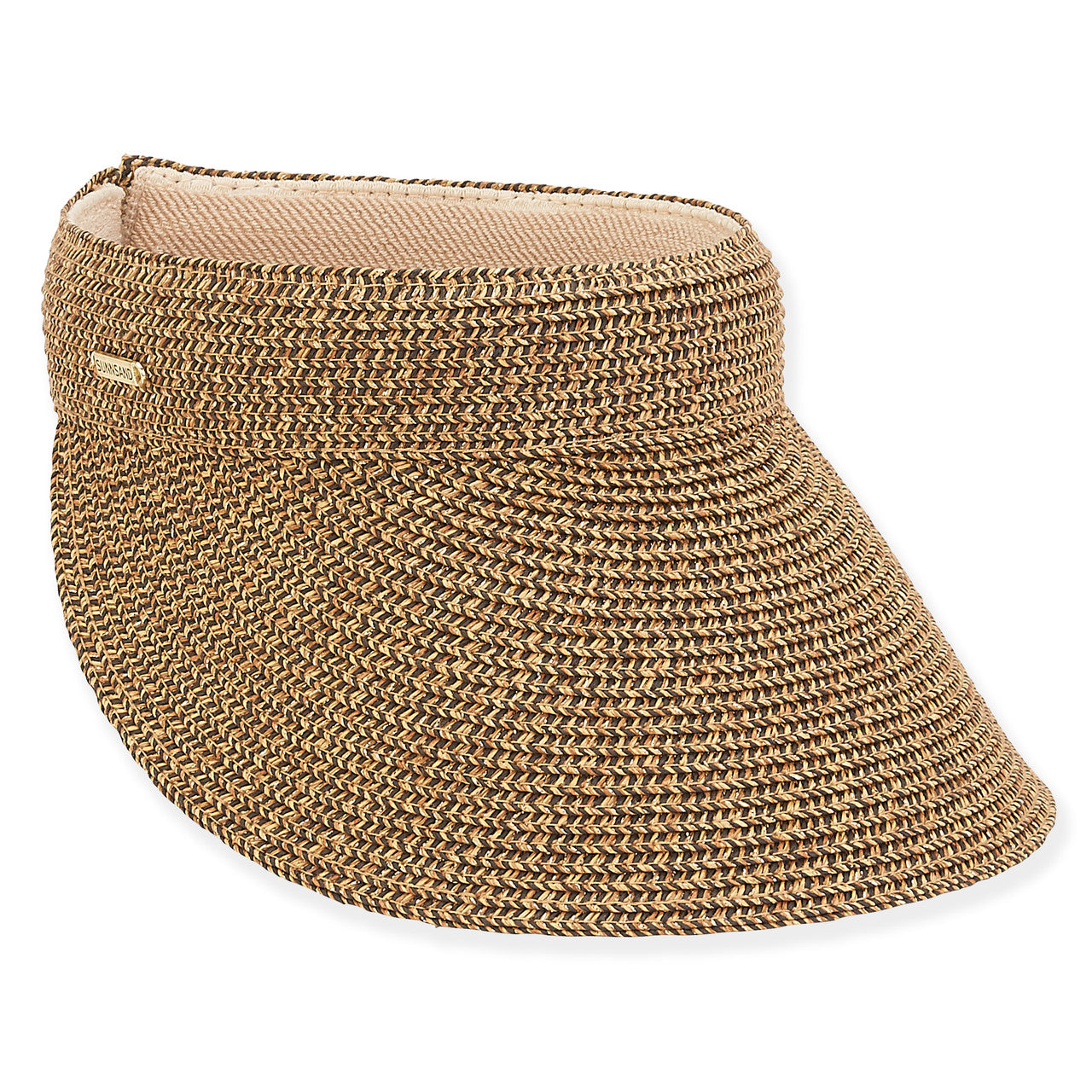 Comfort Slip On Glitzy Straw Sun Visor - Sun 'N' Sand Hats Visor Cap Sun N Sand Hats HH2736D Brown / Gold  
