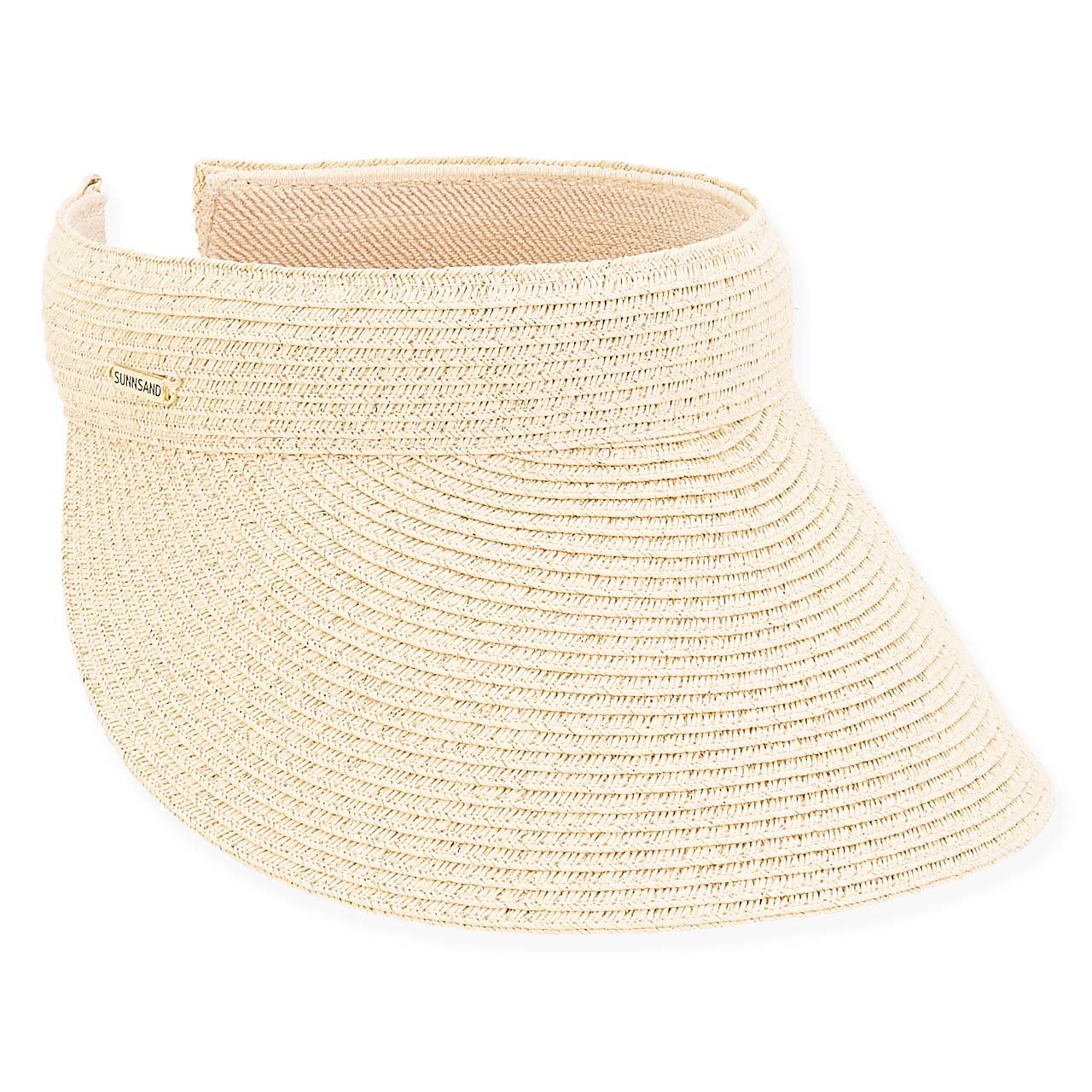 Comfort Slip On Glitzy Straw Sun Visor - Sun 'N' Sand Hats Visor Cap Sun N Sand Hats HH2736B Natural / Gold  