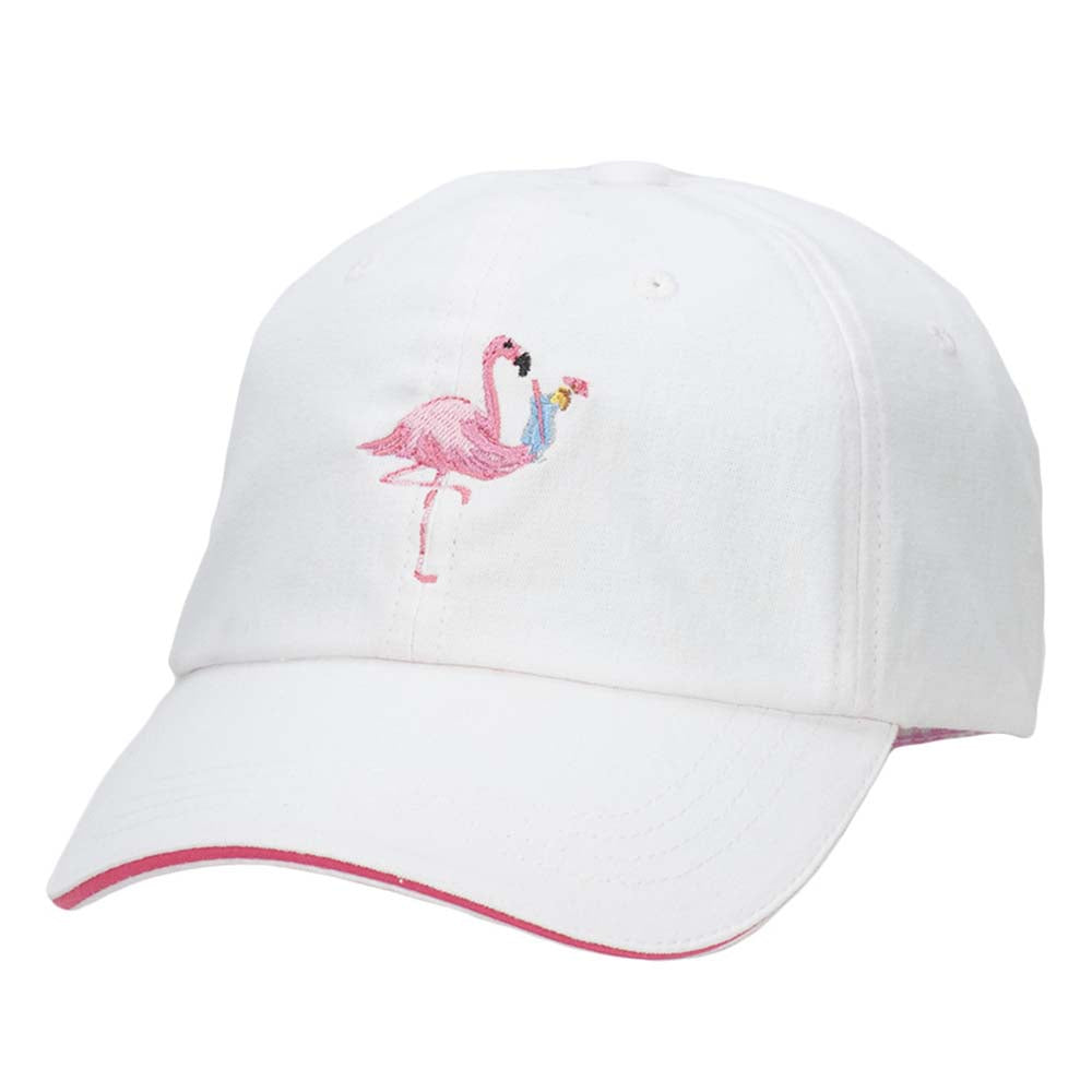 Cotton Baseball Cap with Flamingo Embroidery - Tommy Bahama Hats Cap Tommy Bahama Hats TBC21-WHT White  