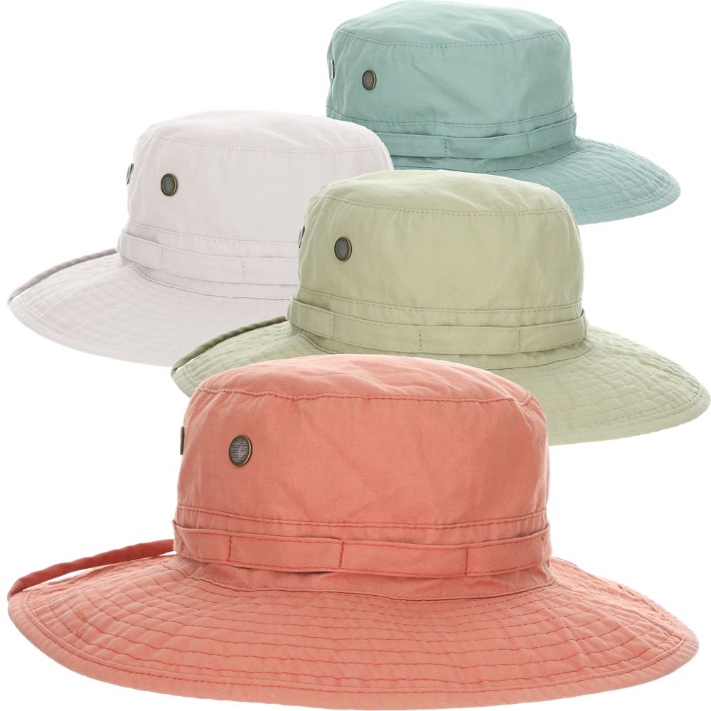 Cotton Boonie Hats in Pastel Colors with Chin Strap - Dorfman Outdoor Hats Bucket Hat Dorfman Hat Co. BH228-KAKI Khaki OS (57 cm)