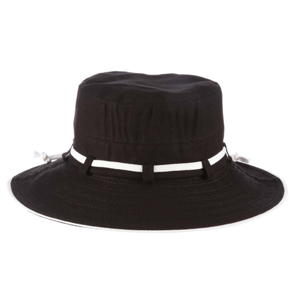 Cotton Bucket Hat with Contrast Tie - Scala Collezione Hats Bucket Hat Scala Hats LC455BKWH Black/White Medium (57 cm) 
