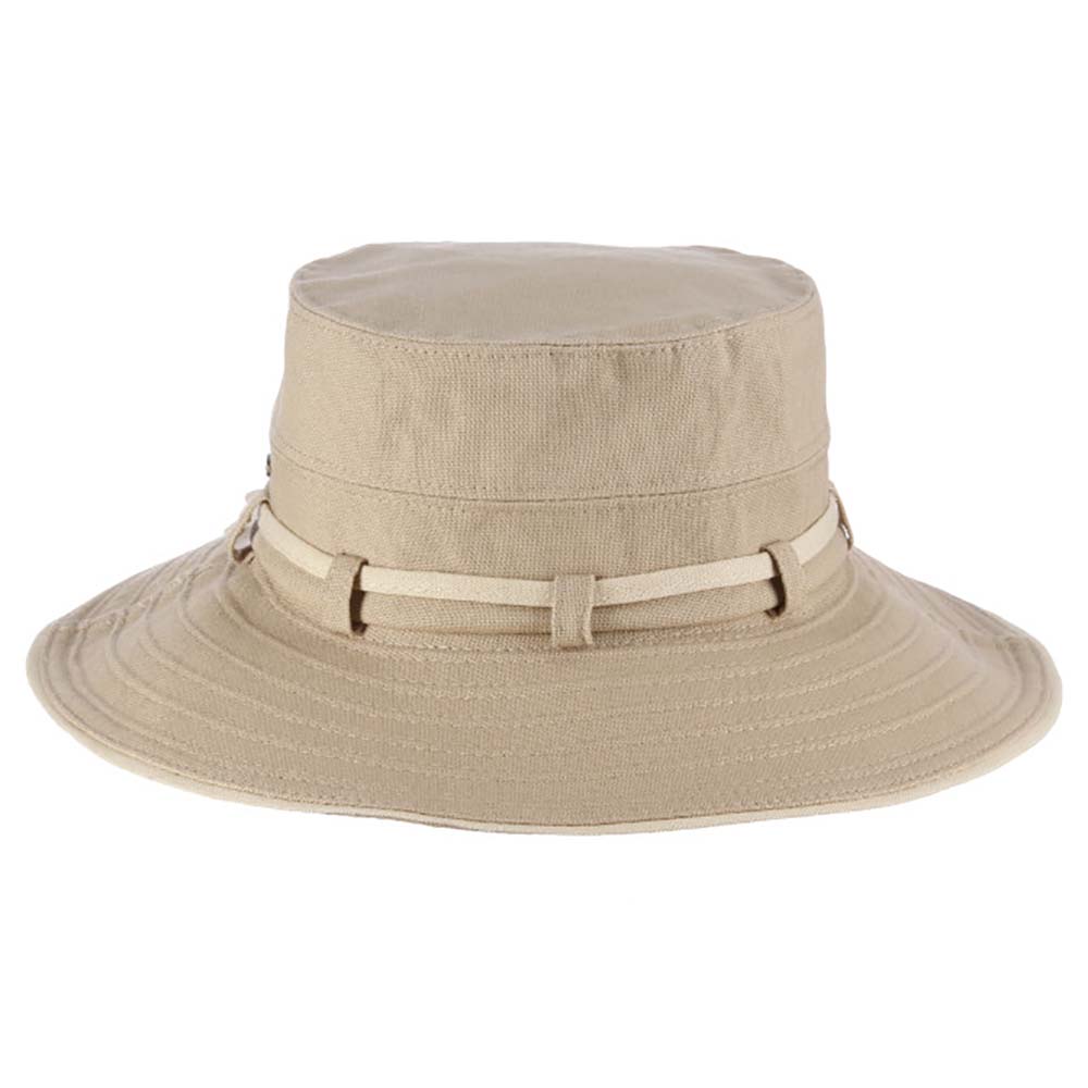 Cotton Bucket Hat with Contrast Tie - Scala Collezione Hats White/Black / Medium (57 cm)