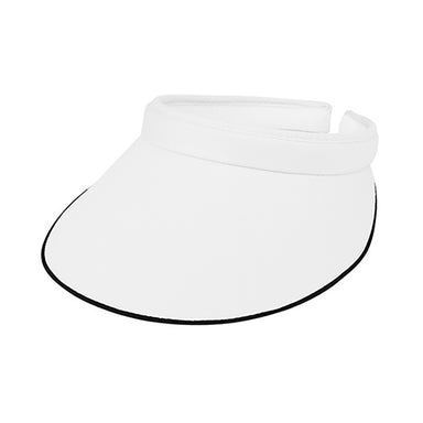 Cotton Clip-on Sun Visor with Contrast Piping on Bill, 3.75" - MCI Hats Visor Cap MegaCI MA4115-WHT White / Black OS 