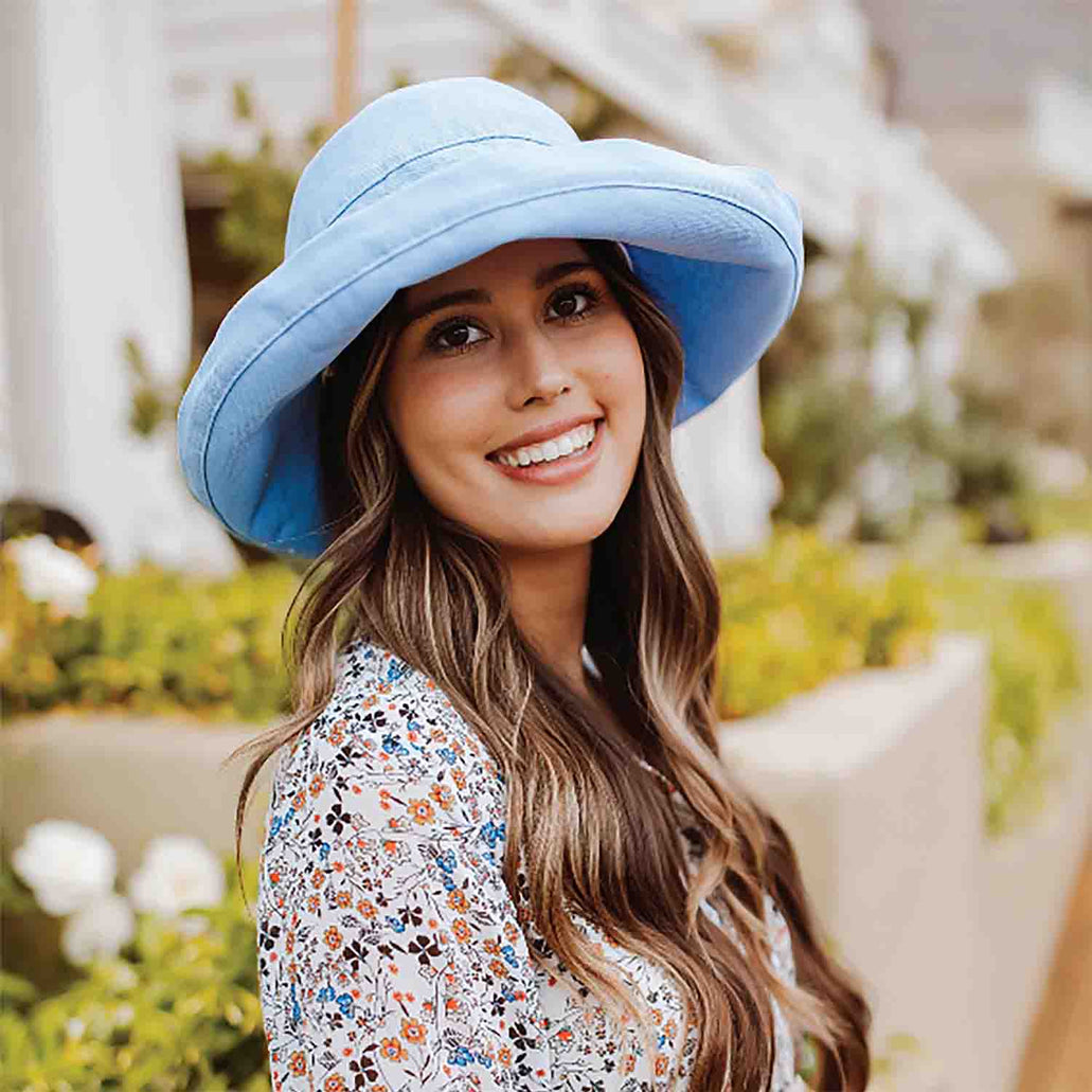 Cotton Up Turned Large Brim Sun Hat Scala Hats for Women