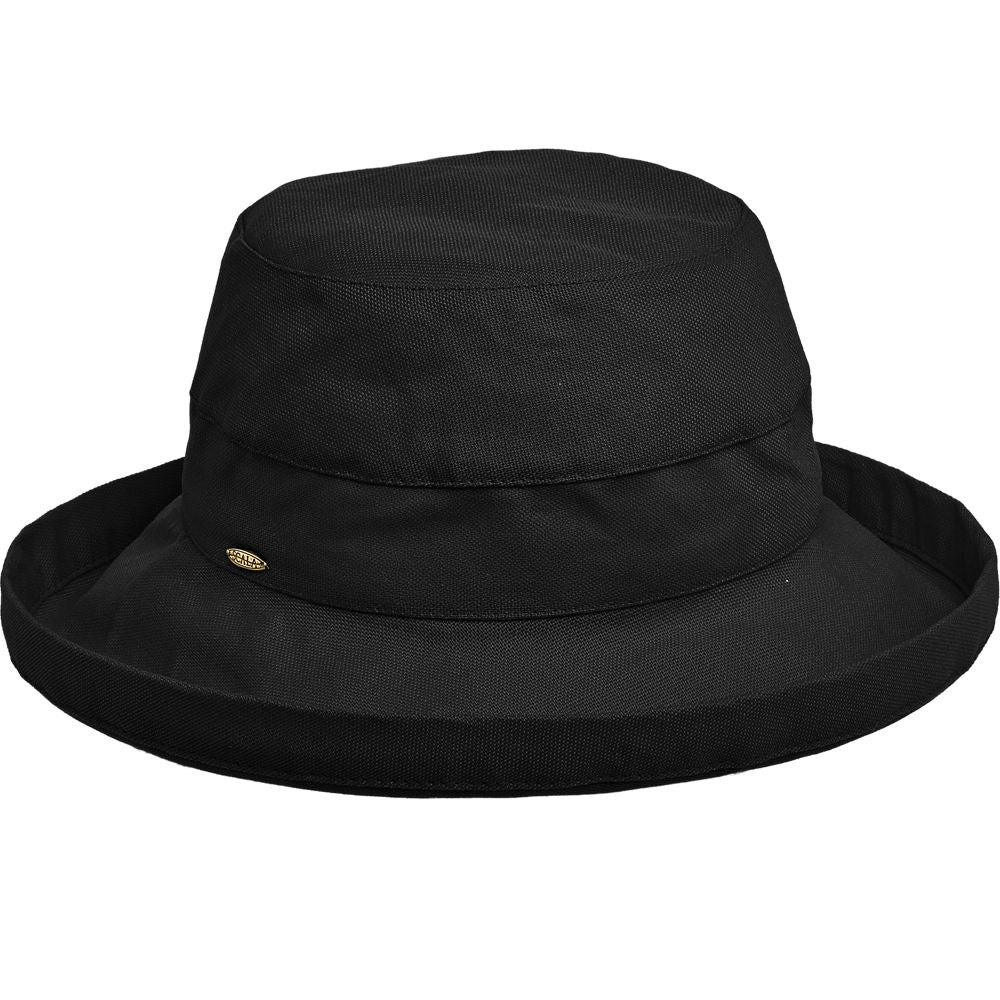 Cotton Up Turned Brim Golf Hat - Scala Hats for Women Kettle Brim Hat Scala Hats LC484-BLK Black M/L (57 - 58 cm)