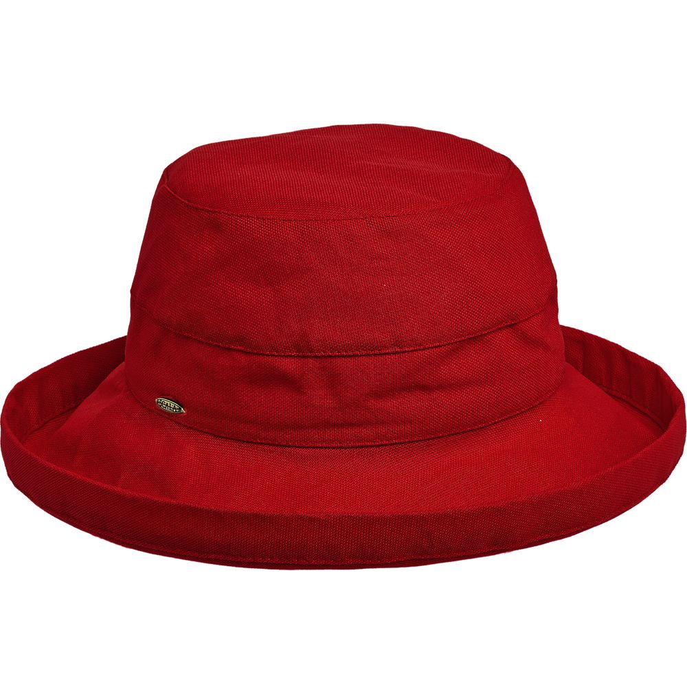 Cotton Up Turned Brim Golf Hat - Scala Hats for Women Kettle Brim Hat Scala Hats LC484-RED Red M/L (57 - 58 cm)